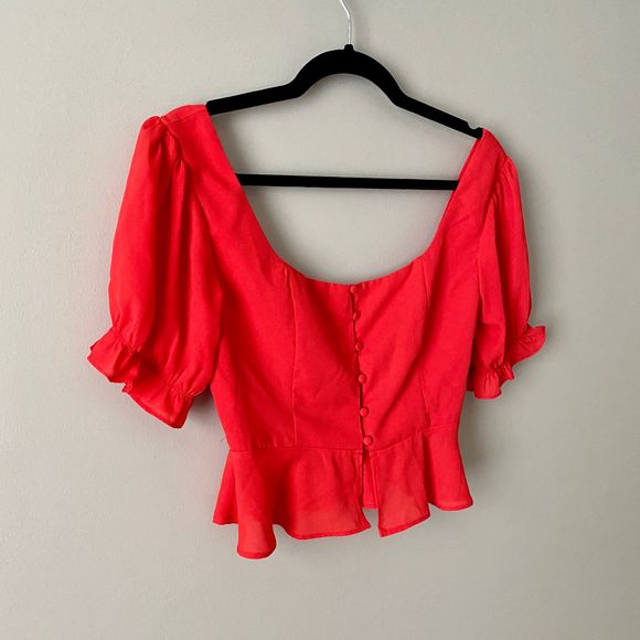 Leche Red Button Crop Top - Picture 2 of 5